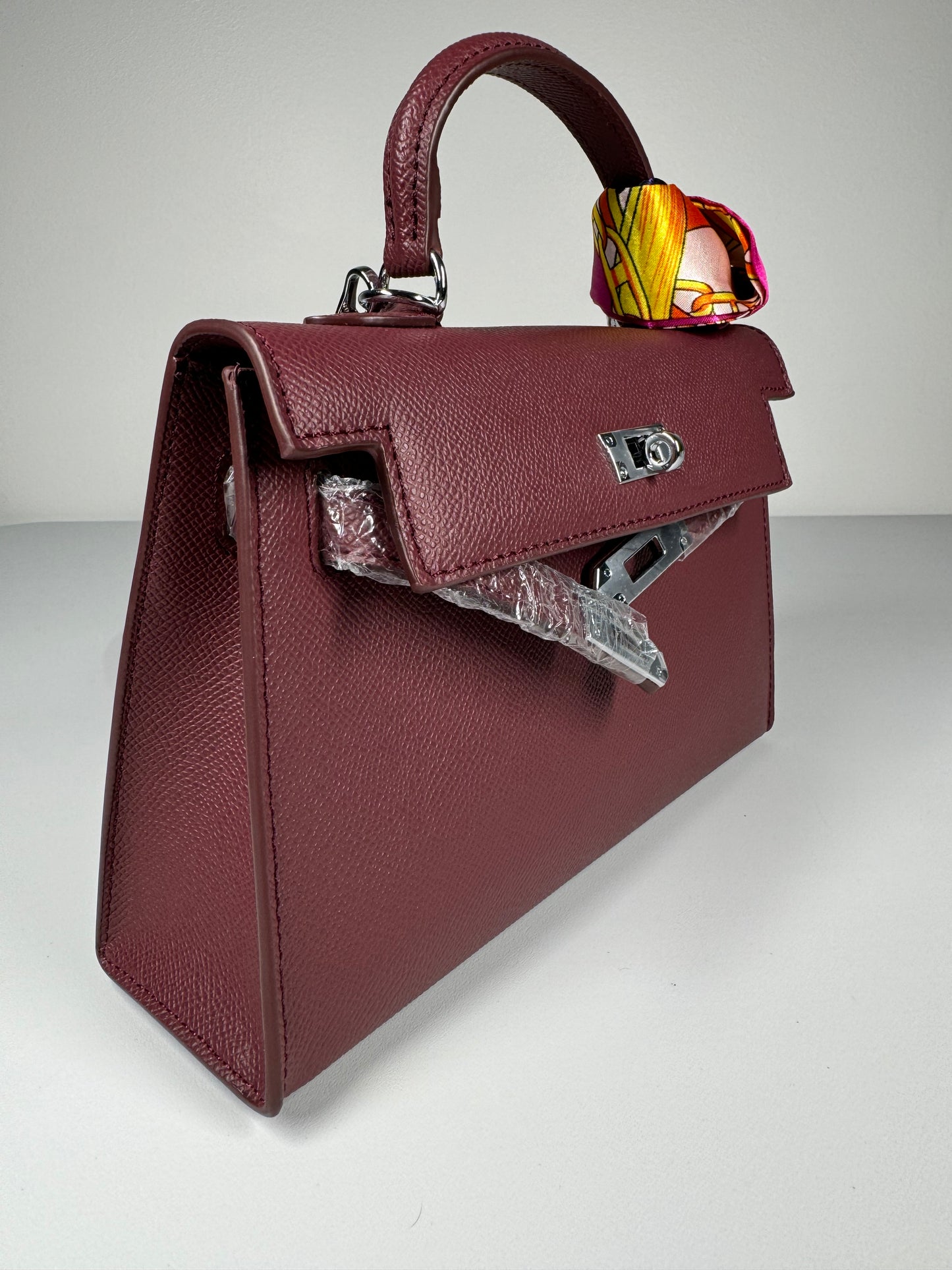 Sac à main "style" Kelly 22cm Bordeaux