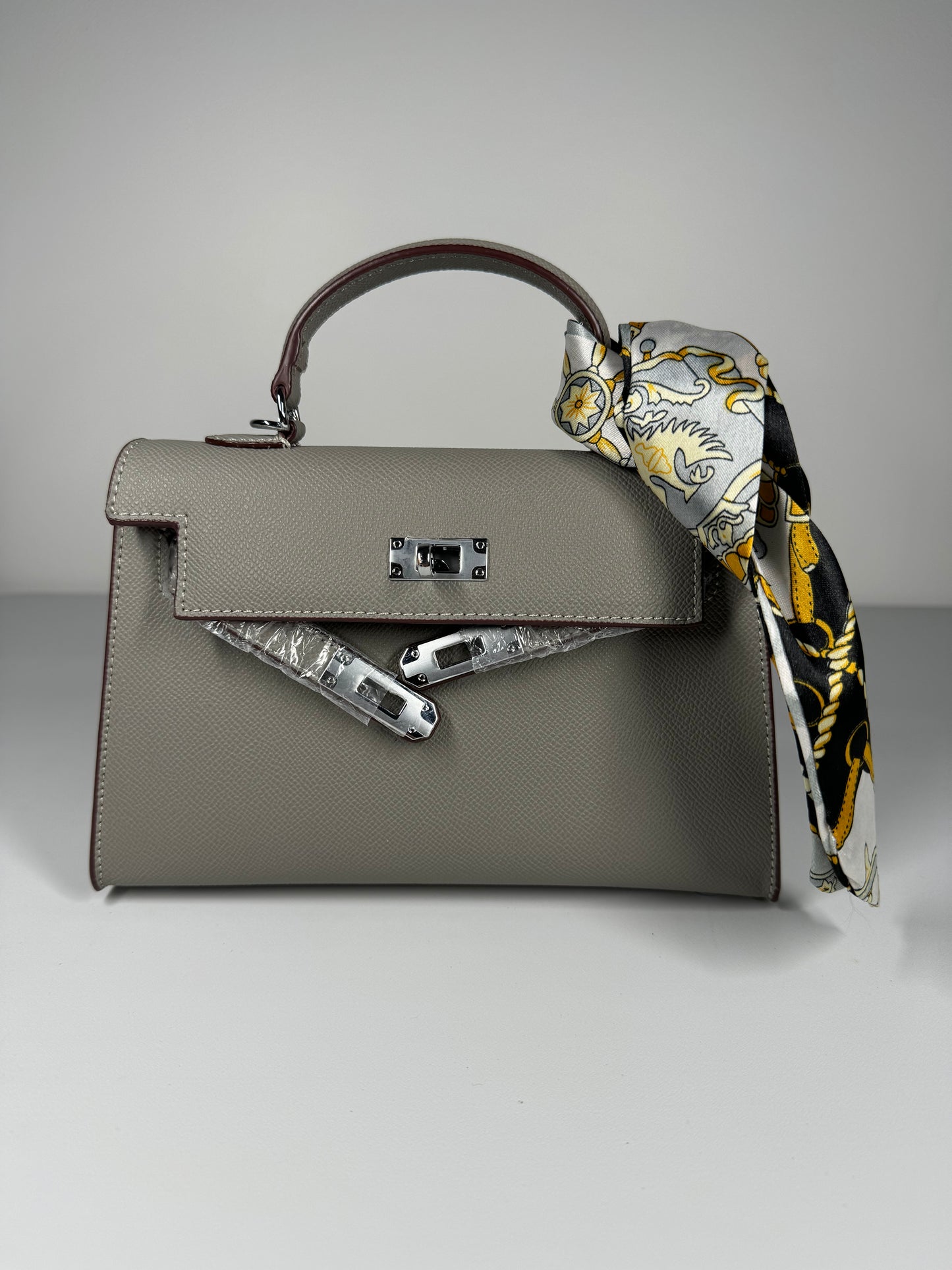 Sac à main "style" Kelly 22cm Gris
