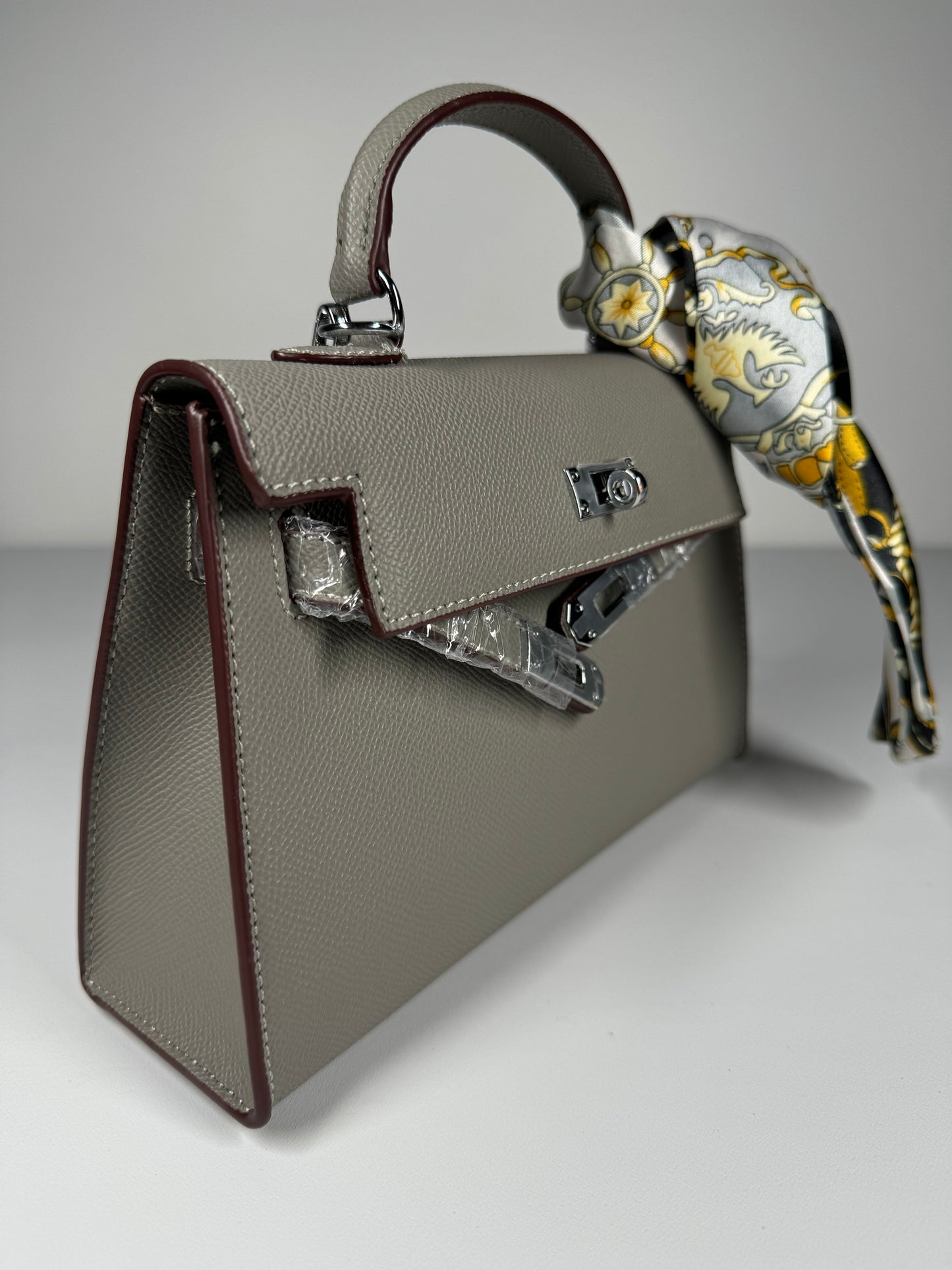 Sac à main "style" Kelly 22cm Gris