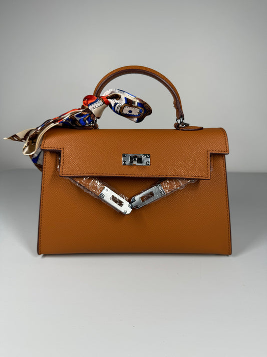 Sac à main "style" Kelly 22cm Camel
