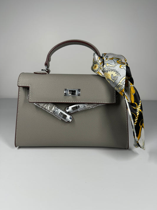 Sac à main "style" Kelly 22cm Gris