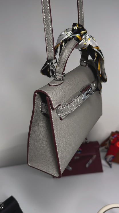Sac à main "style" Kelly 22cm Gris